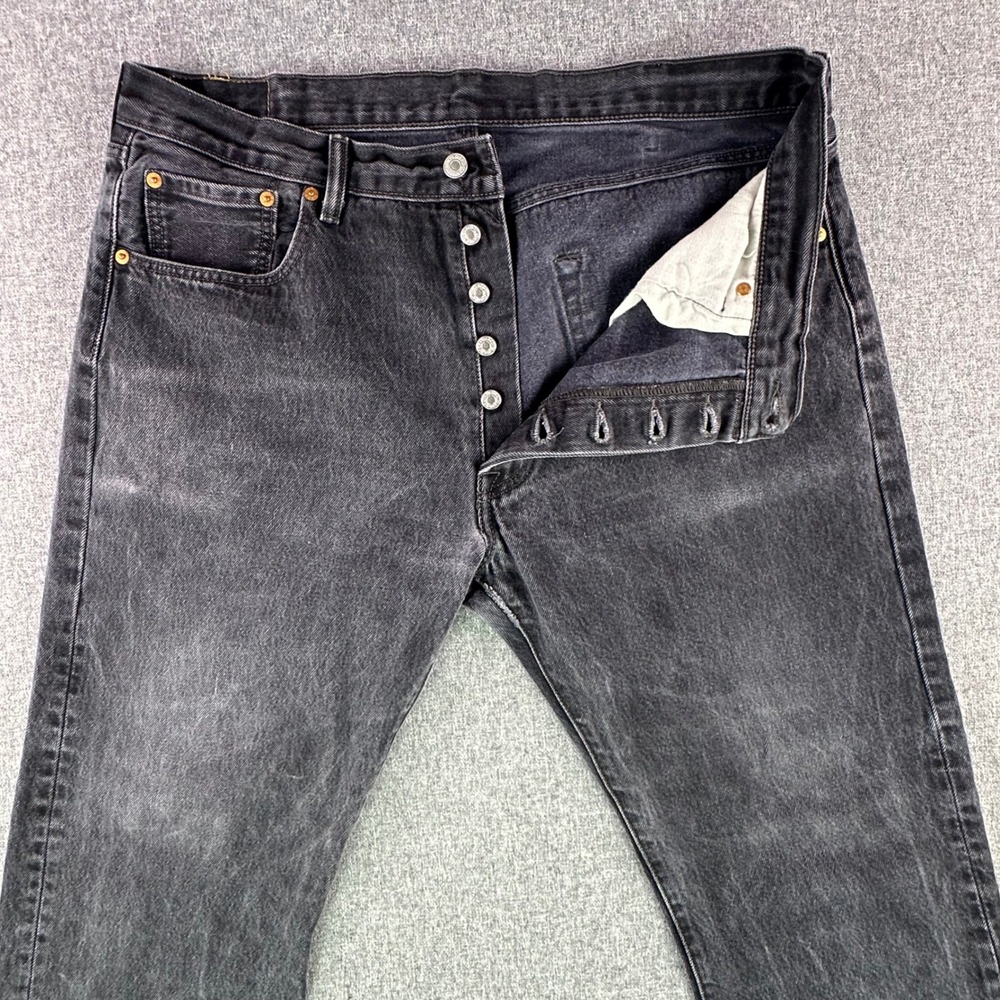 Levi's Jeans Men 38x32 501 Original Fit Black Button Fly Denim
